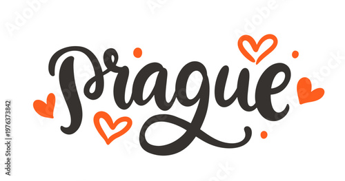 Prague lettering. Elegant city name calligraphy