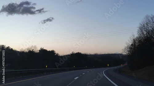Driving on Winding Roads at Dusk in West Virginia Mountains