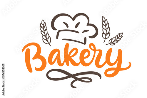 Bakery lettering modern calligraphy with chef hat