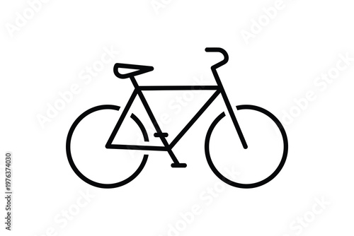 Minimalist black and white bicycle icon with simple clean design perfect for cycling apps and websites