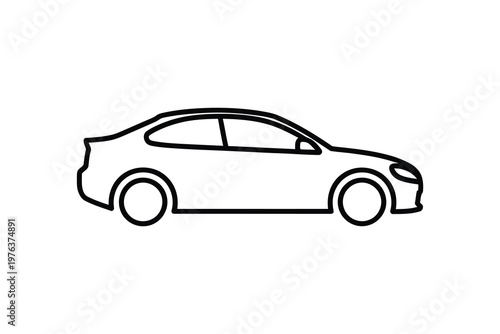 Modern sleek coupe car design with two doors and round wheels illustration vector graphic