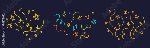Confetti doodle line shape set vector Illustration