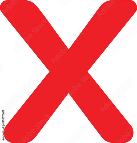 Large red x mark on white background, isolated close-up view