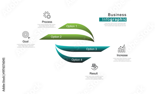 4 step infographic element with circle shaped and icons