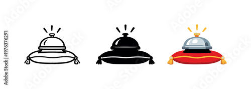 Symbolic guest care expressed as a ringing bell resting on a pillow shape to convey attentive room service coordination — three