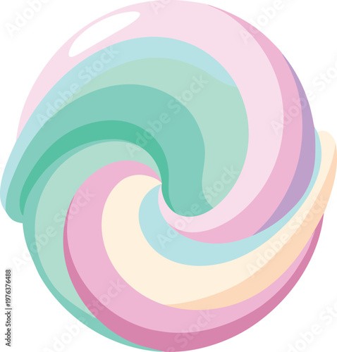 Pastel Swirled Twisty Spiral Lollipop Isolated On Transparent Background