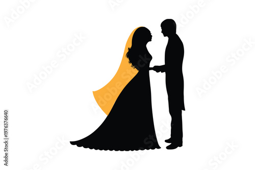 Romantic Proposal Scene Black Silhouette Artwork.