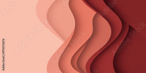 Abstract red silk wave background with smooth flowing curves