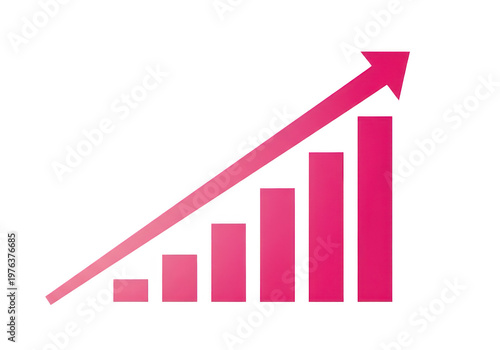 Pink bar chart with upward trend arrow isolated on transparent background Free Download Pink bar chart with upward trend arrow isolated on transparent background - GFXLoad