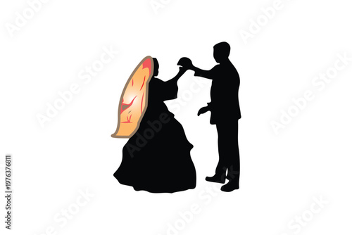 Wedding Proposal Concept with Couple Silhouette.