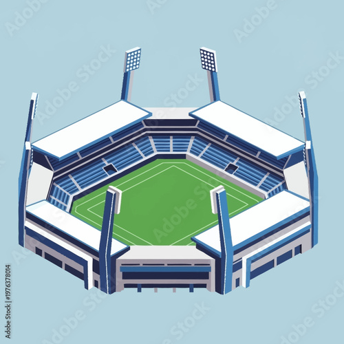 Tennis Stadium with Blue Seats.