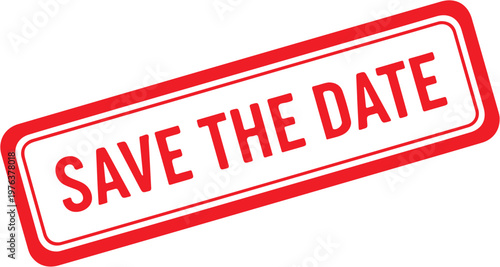 Red Save the Date Rubber Stamp Icon Isolated on White Background