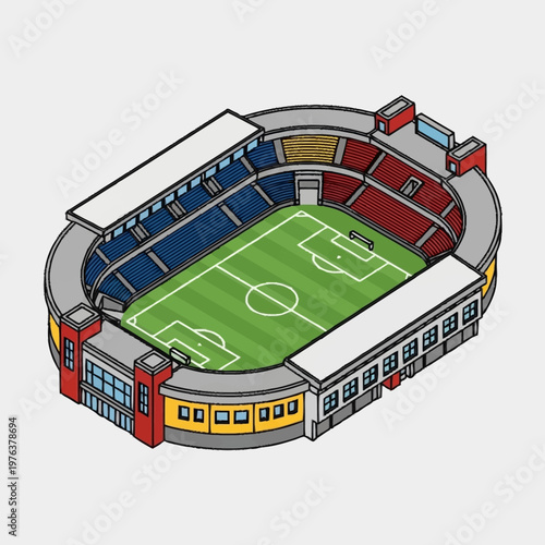 Soccer Stadium with Green Field.
