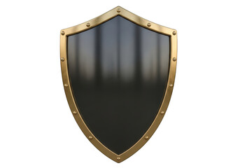 Golden shield icon with black gradient isolated on transparent background
