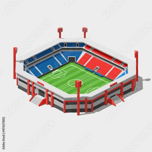 Soccer Stadium with Green Field.