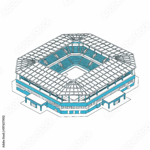 Detailed architectural model of stadium.