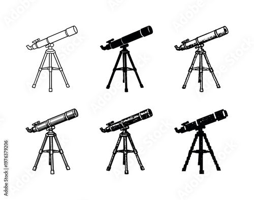 Observatory telescope instrument with long cylindrical body and stable three leg support, used for viewing celestial bodies |