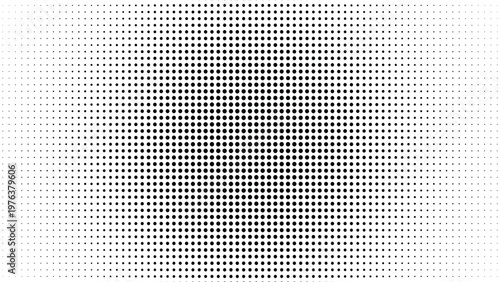 Radial halftone dot pattern with central dark gradient and transparent checkerboard background for graphic design.