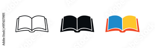 faith based community context identical open book scripture icons appear arranged left to right with consistent page curve and