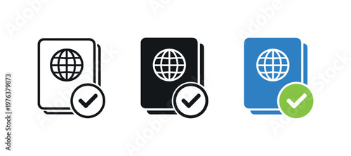 emergency coverage context identical passport with checkmark icons appear arranged left to right with consistent booklet contour