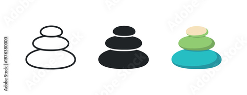 relaxation and harmony environment context identical massage stone stack icons appear arranged left to right with consistent
