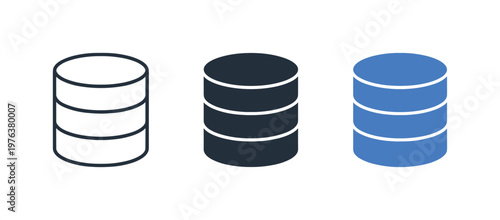 enterprise IT infrastructure context identical database cylinder icons appear arranged left to right with consistent stacked