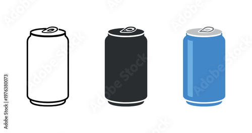 casual snack culture context identical aluminum can icons appear arranged left to right with consistent cylindrical body outline
