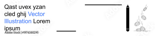 Financial planning, content creation, education, digital marketing, creativity, freelancing. Coin symbols, pencil and text layout are . Financial planning and content creation