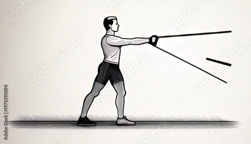 Man performing cable crossover exercise for chest muscles.