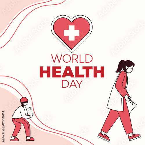 World Health Day Modern Minimal Medical Poster Vector Illustration