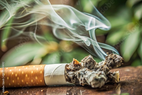 Cigarette Butt with Smoke