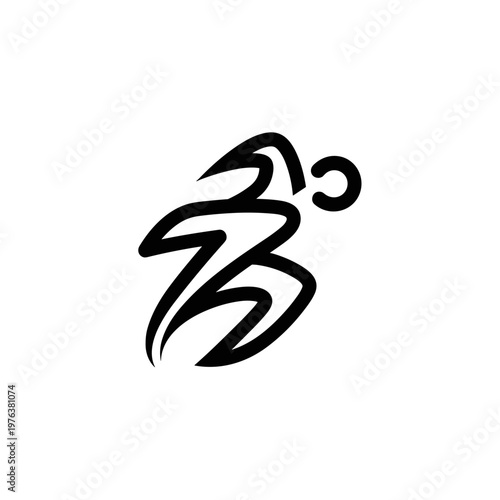 Minimalist running athlete logo vector, stylized sprinting person line art, dynamic speed runner icon with teal accents for sports branding