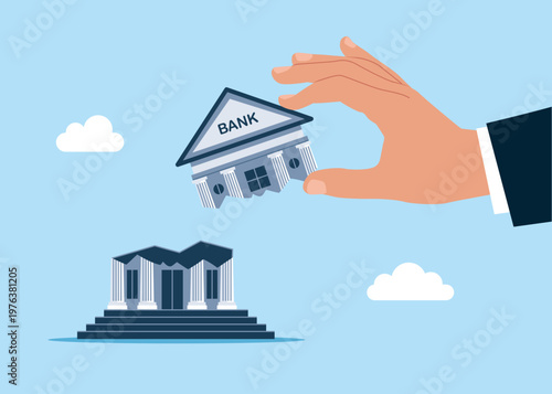 Businessman steal side of the banking and financial services. Divide money, share profits. Cost reduction or cut price. Modern flat vector illustration