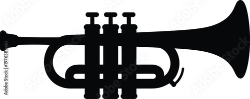 Trumpet silhouette musical instrument brass jazz band orchestra music sound vector illustration isolated on white background design element