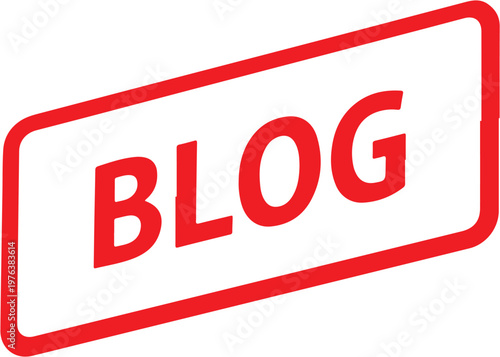 Red Blog Sticker Icon Isolated on White Background Vector Illustration