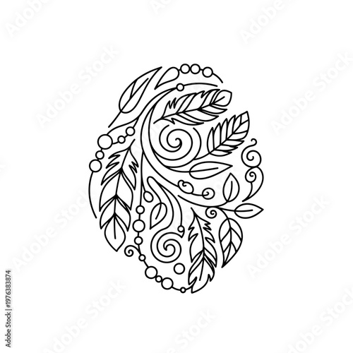 Bohemian dreamcatcher line art vector, mystical celestial moon phases and floral wreath, esoteric dream catcher with feathers and stars