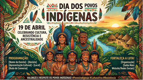 Dia dos Povos Indígenas 19 de Abril Banner Cultura Resistência Ancestralidade
