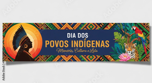 Dia dos Povos Indígenas Banner Cultura Memória Vida Natureza Brasil
