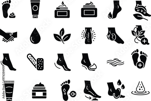 Foot care and podiatry icons set pedicure and healthy feet treatment symbols podiatry pedicure