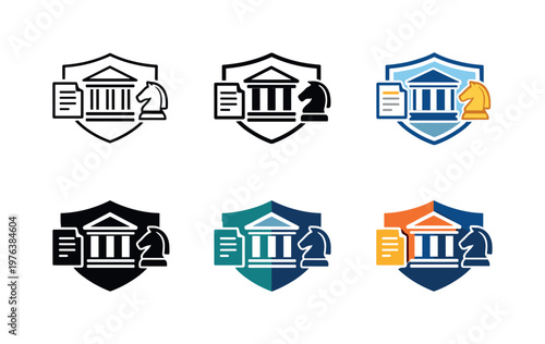 Icon concept centered on institutional legal advisory, depicted through a guiding structure combined with a safeguard motif,