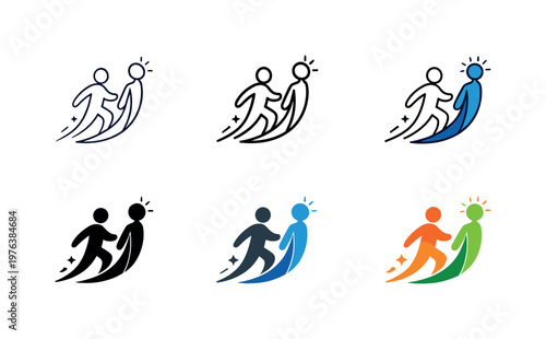 Concept illustrating individual betterment and mindset elevation, symbolized by a transforming human essence shape moving toward