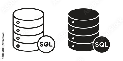 SQL icon silhouette. Editable stroke. Line vector illustration design