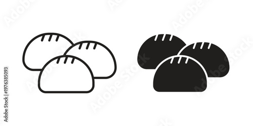 Steamed bread icon silhouette. Editable stroke. Line vector illustration design
