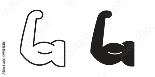 Strong arm icon silhouette. Editable stroke. Line vector illustration design