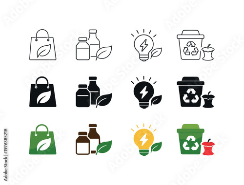 Icon object one representing the first responsible consumption element, icon object two representing the second, icon object