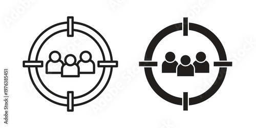 Target audience icon silhouette. Editable stroke. Line vector illustration design