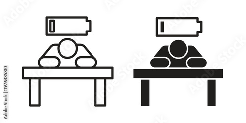 Tired person icon silhouette. Editable stroke. Line vector illustration design