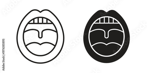 Tonsillitis icon silhouette. Editable stroke. Line vector illustration design
