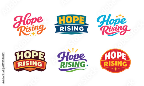 Clean modern holiday banner illustration displaying modern lettering logo set for Hope Rising, professional logo-style typography