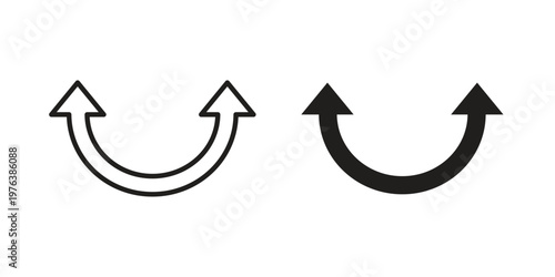 Two side icon silhouette. Editable stroke. Line vector illustration design